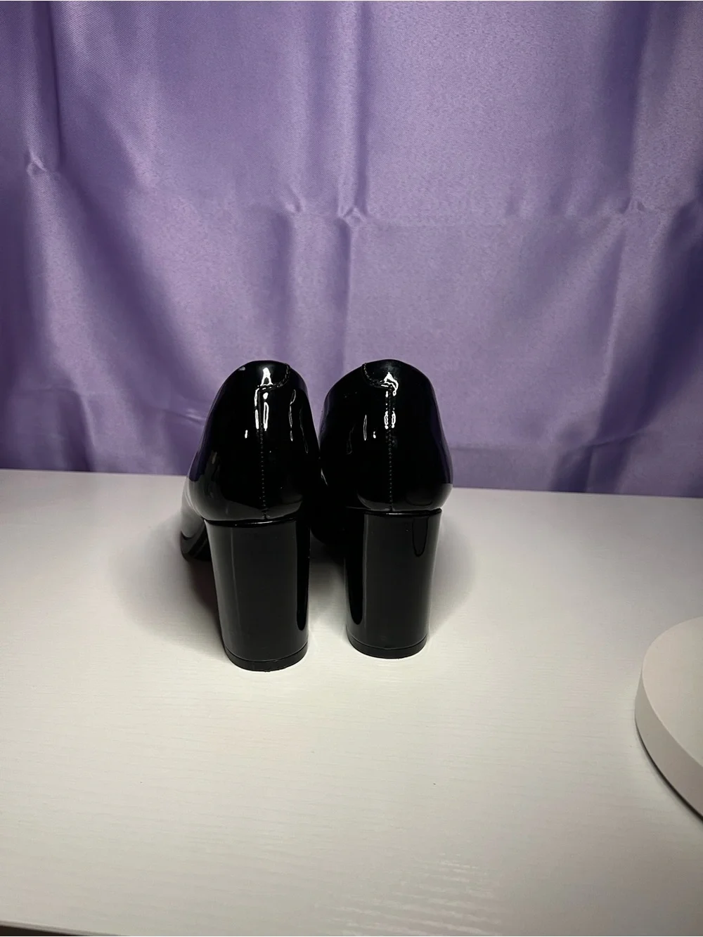 Classic Black Patent Block Heel Pumps - Women